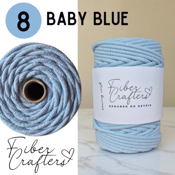 Sznurek do szycia FIBER CRAFTERS 6mm 100m BABY BLUE