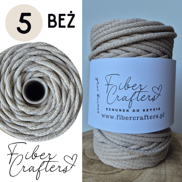 Sznurek do szycia FIBER CRAFTERS 6mm 100m BEŻ