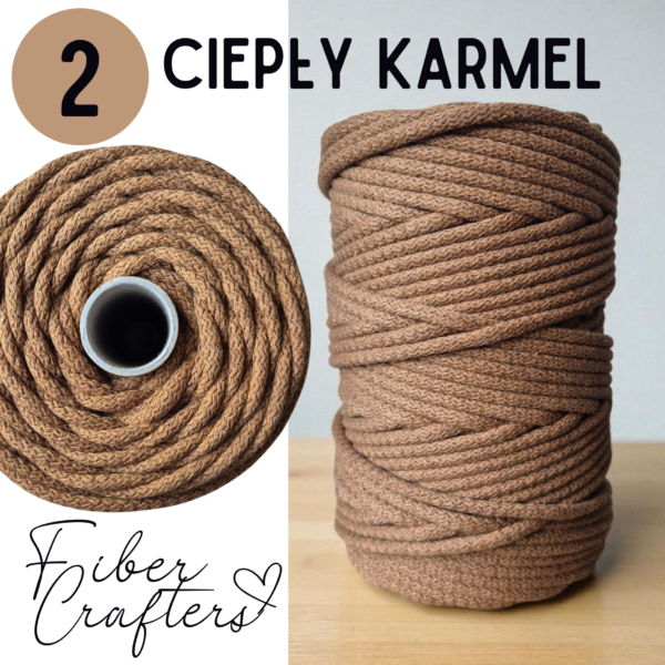 Sznurek do szycia FIBER CRAFTERS 6mm 100m nr 2 CIEPŁY KARMEL