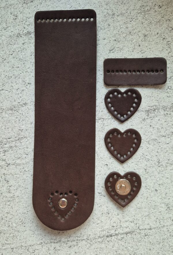 Zapięcie magnetyczne skóra naturalna CZEKOLADA SERCA silny magnes stabilizatory