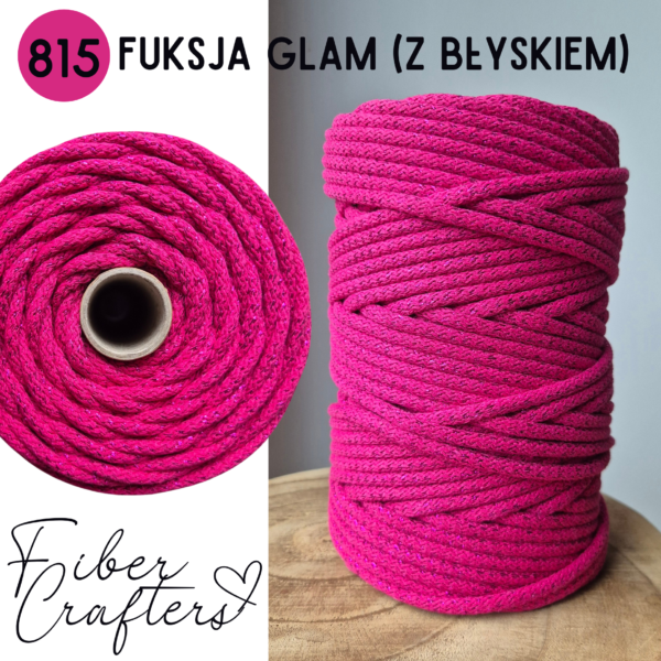 Sznurek do szycia FIBER CRAFTERS 6mm 100m  FUKSJA GLAM nr 815