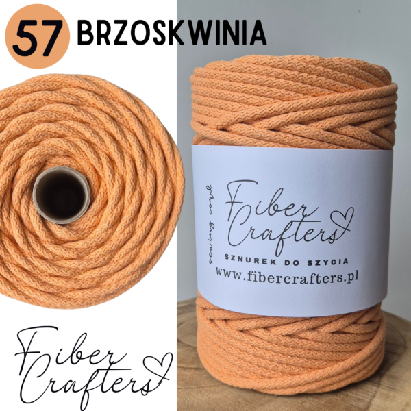 Sznurek do szycia FIBER CRAFTERS 6mm 50m BRZOSKWINIA nr 57
