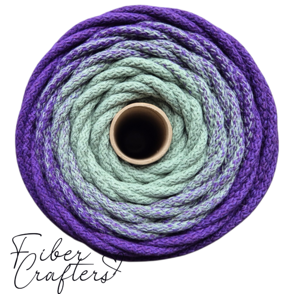 Sznurek do szycia FIBER CRAFTERS 6mm 100m OMBRE fiolet/oliwka