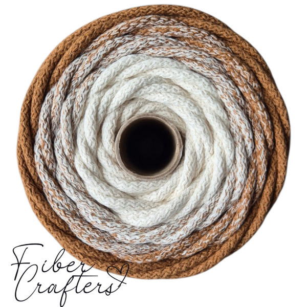 Sznurek do szycia FIBER CRAFTERS 6mm 100m OMBRE ciepły karmel/śmietanka
