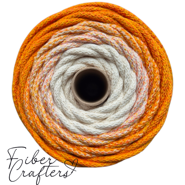 Sznurek do szycia FIBER CRAFTERS 6mm 100m OMBRE mandarynkowy sorbet/śmietanka