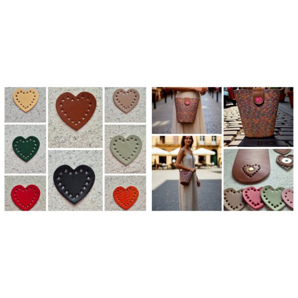 Dodatkowe SERCE do zapięć magnetycznych – skóra naturalna, akcesoria do torebek POMARAŃCZOWY 1szt