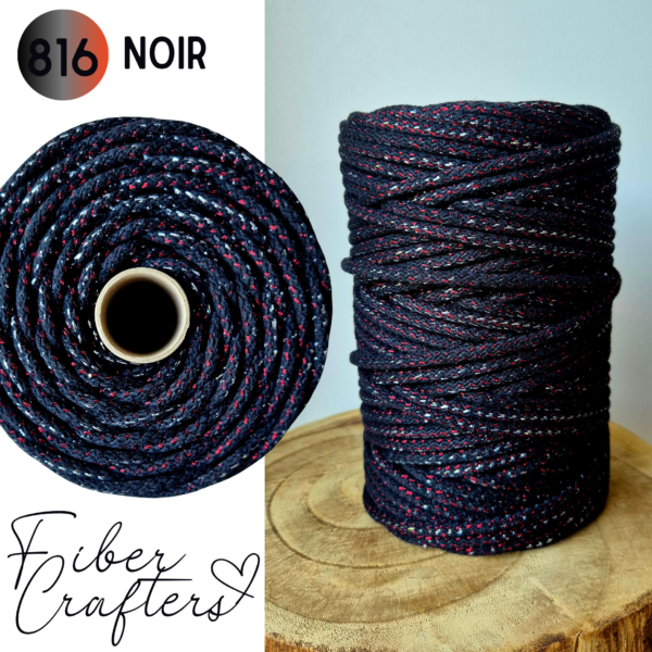 Sznurek do szycia FIBER CRAFTERS 6mm 100m NOIR nr 816