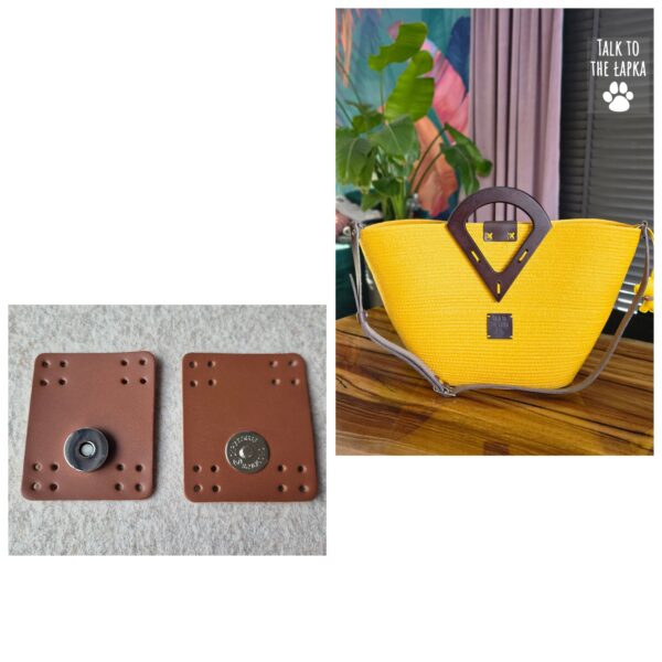 Zapięcie magnetyczne skóra naturalna OLEJ silny magnes do przyszycia  DZIURKI